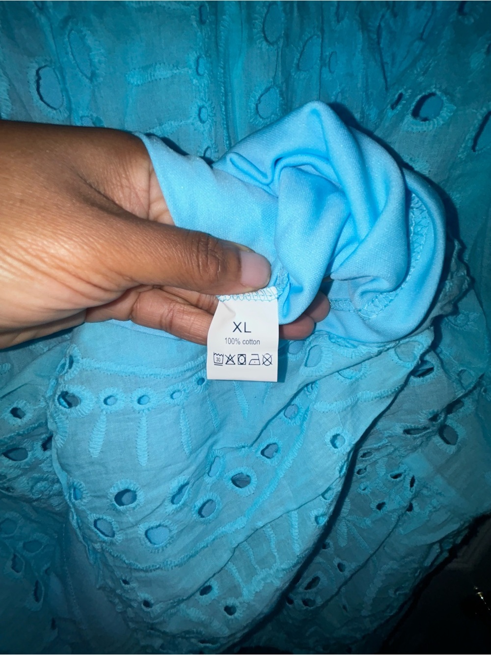 Lightweight Eyelet Tunic Top in Aqua Blue - Picture 7 of 10